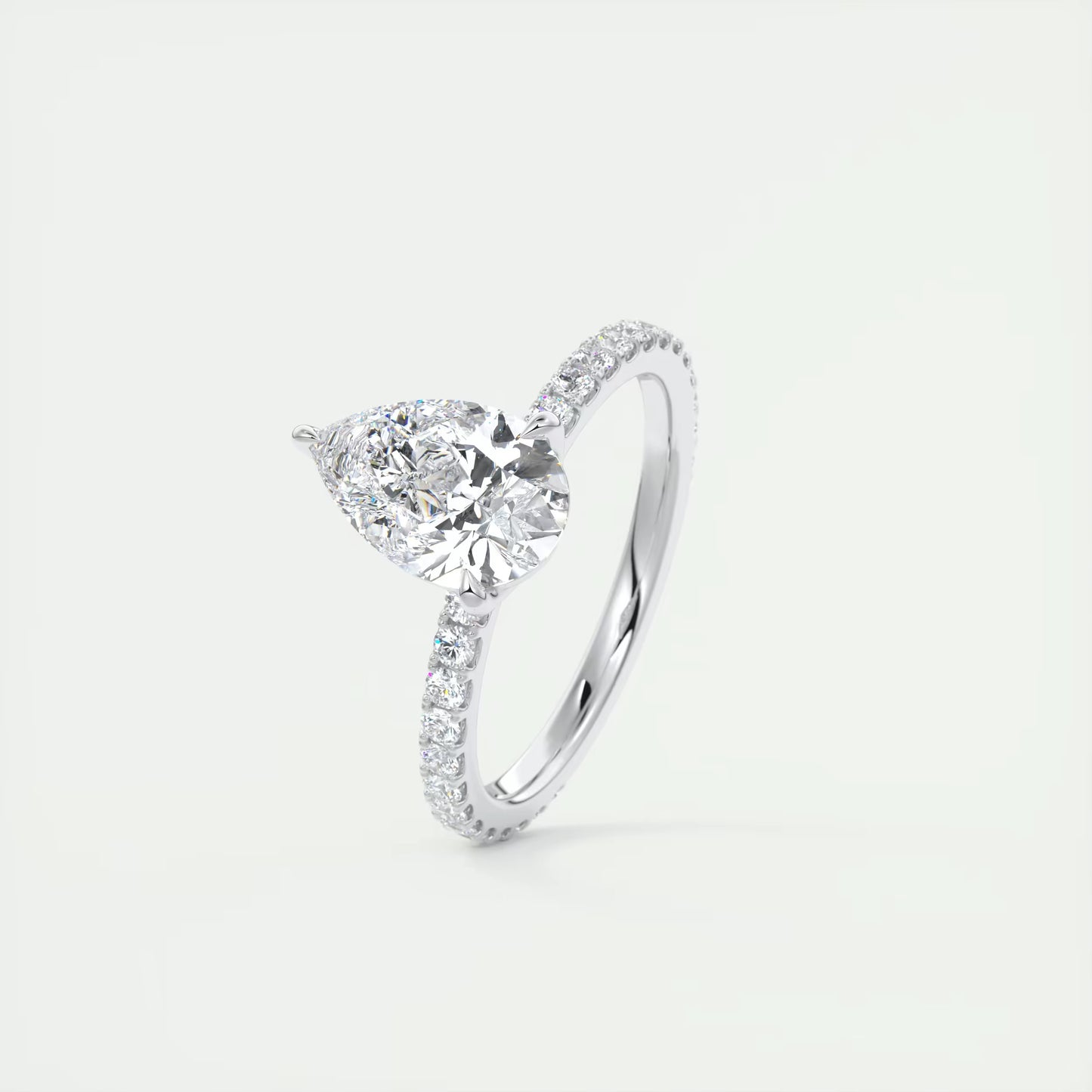2.50 Ct Royale Pavé  Pear Floral Basket 1.8mm French Set Pavé Ring
