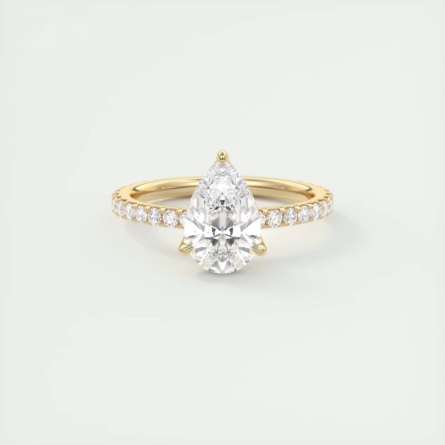 2.50 Ct Royale Pavé  Pear Floral Basket 1.8mm French Set Pavé Ring
