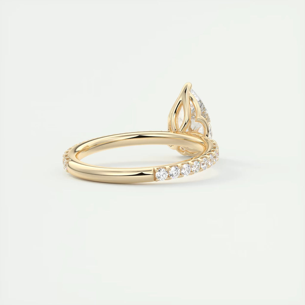 2.50 Ct Royale Pavé  Center Stone Pear & Side Stone Round Pavé Ring