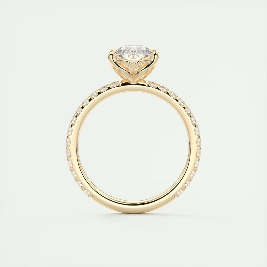 2.50 Ct Royale Pavé  Center Stone Pear & Side Stone Round Pavé Ring