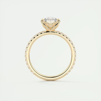 2.50 Ct Royale Pavé  Pear Floral Basket 1.8mm French Set Pavé Ring