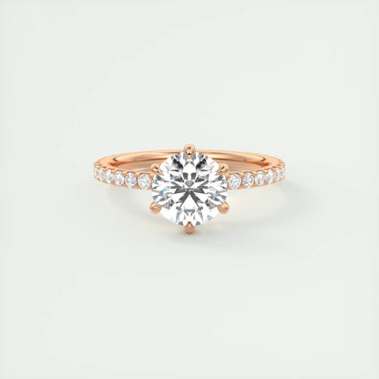 2.50 Ct Royale Pavé  Round Floral Basket 1.8 MM French Set Pave Ring