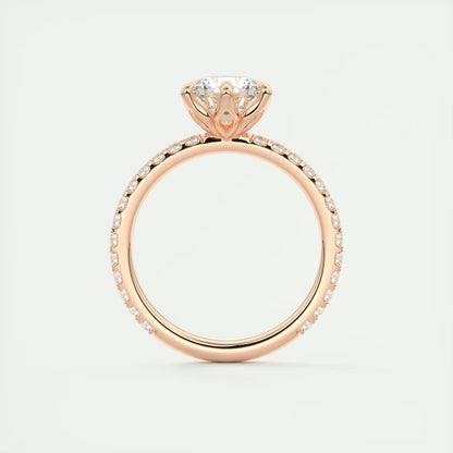 2.50 Ct Royale Pavé  Round Floral Basket 1.8 MM French Set Pave Ring