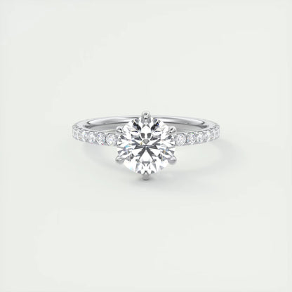 2.50 Ct Royale Pavé  Round Floral Basket 1.8 MM French Set Pave Ring