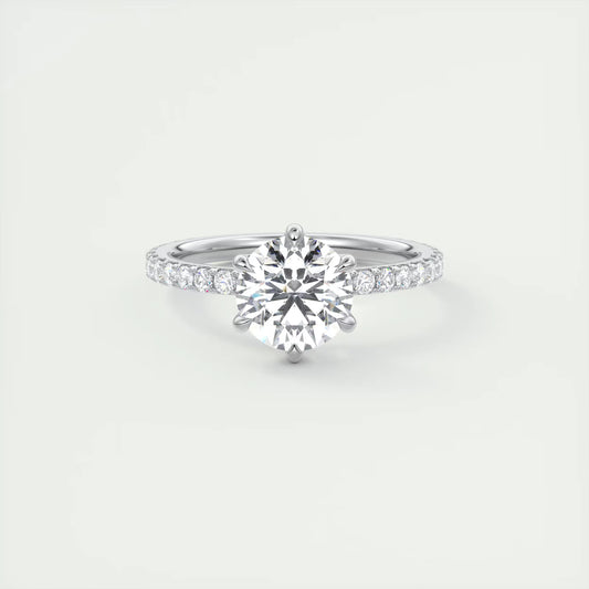 2.50 Ct Royale Pavé  Round Floral Basket 1.8 MM French Set Pave Ring
