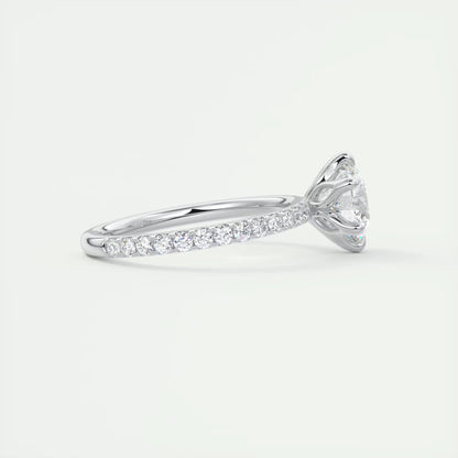 2.50 Ct Royale Pavé  Round Floral Basket 1.8 MM French Set Pave Ring
