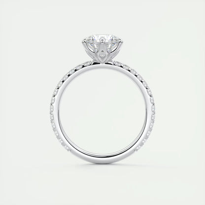 2.50 Ct Royale Pavé  Round Floral Basket 1.8 MM French Set Pave Ring
