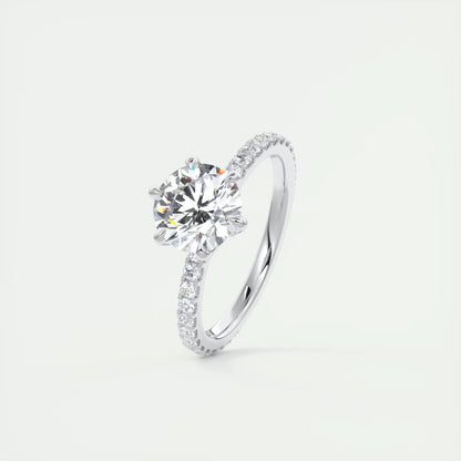 2.50 Ct Royale Pavé  Round Floral Basket 1.8 MM French Set Pave Ring