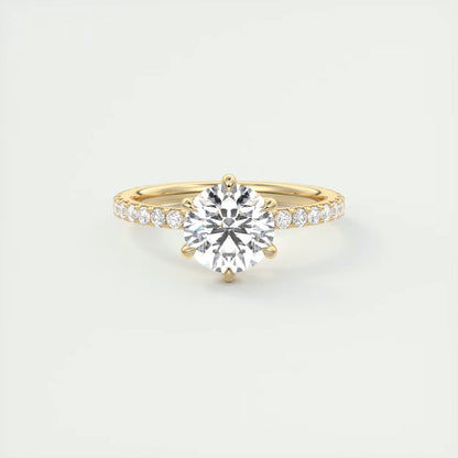 2.50 Ct Royale Pavé  Round Floral Basket 1.8 MM French Set Pave Ring