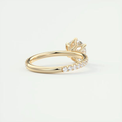 2.50 Ct Royale Pavé  Round Floral Basket 1.8 MM French Set Pave Ring