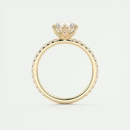 2.50 Ct Royale Pavé  Round Floral Basket 1.8 MM French Set Pave Ring