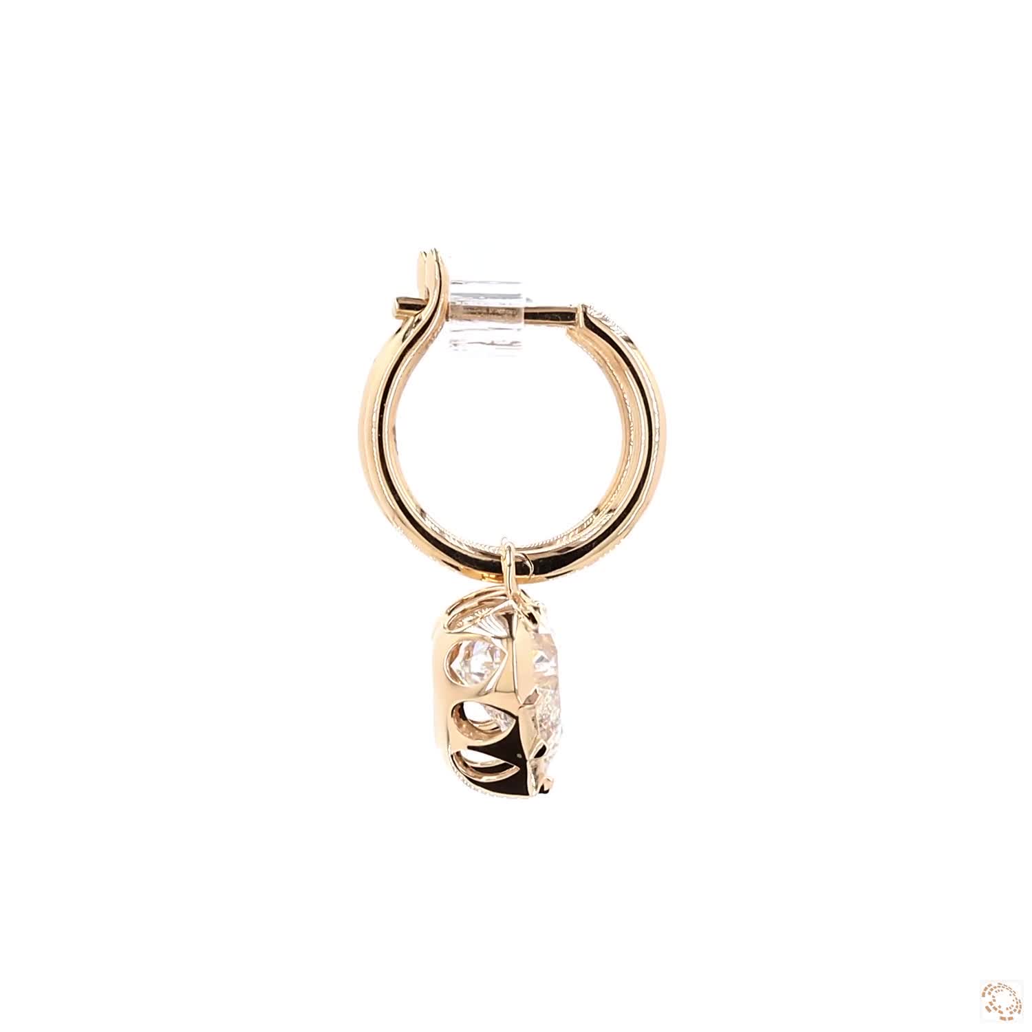 6.14 Ct Minimalist Heart Diamond Georgian Earring | Everyday Gold Dangle Earrings