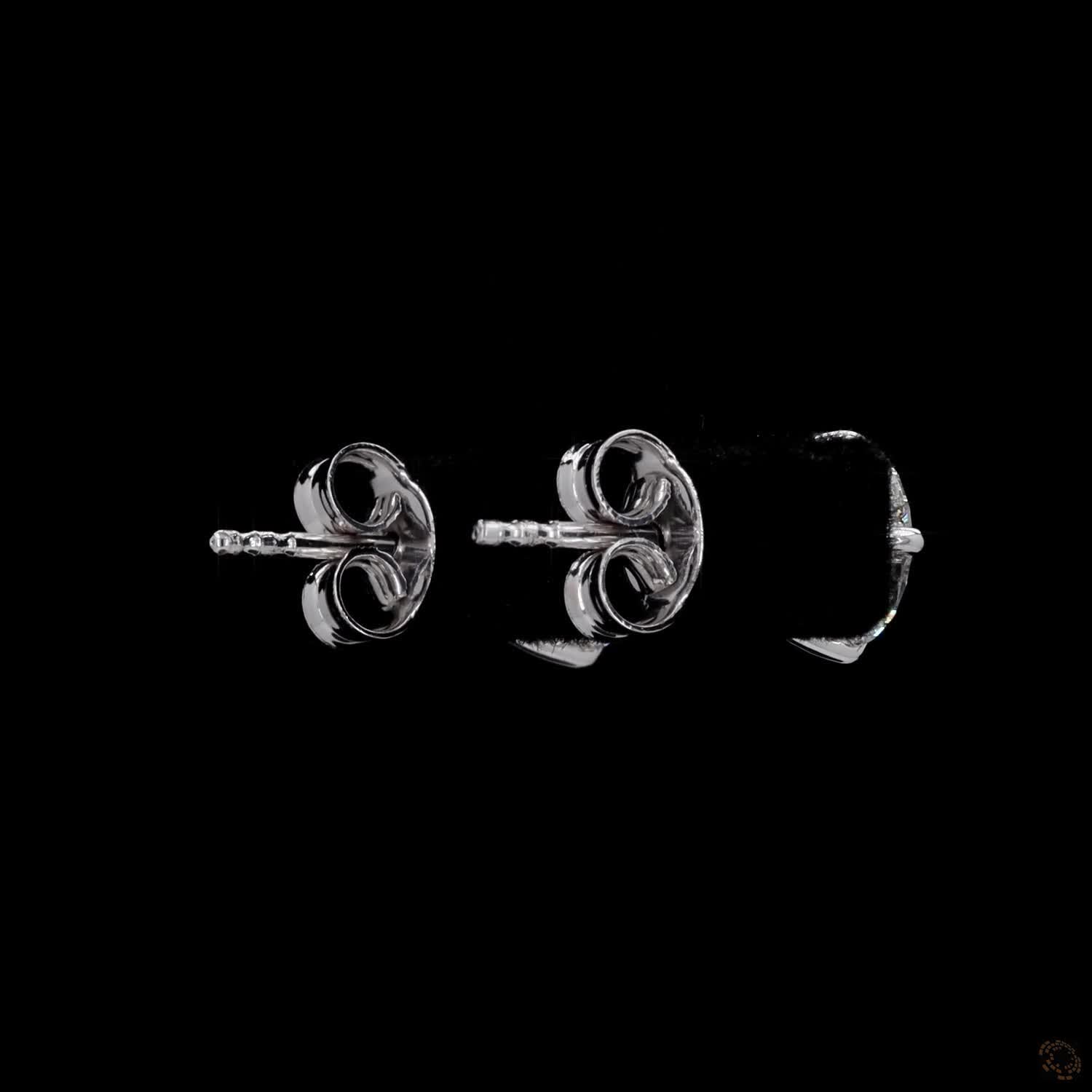 2.03 Ct Round Cut Diamond Solitaire Stud Earrings in 14K White Gold | Compass-Set 4-Prong Claw Basket Studs