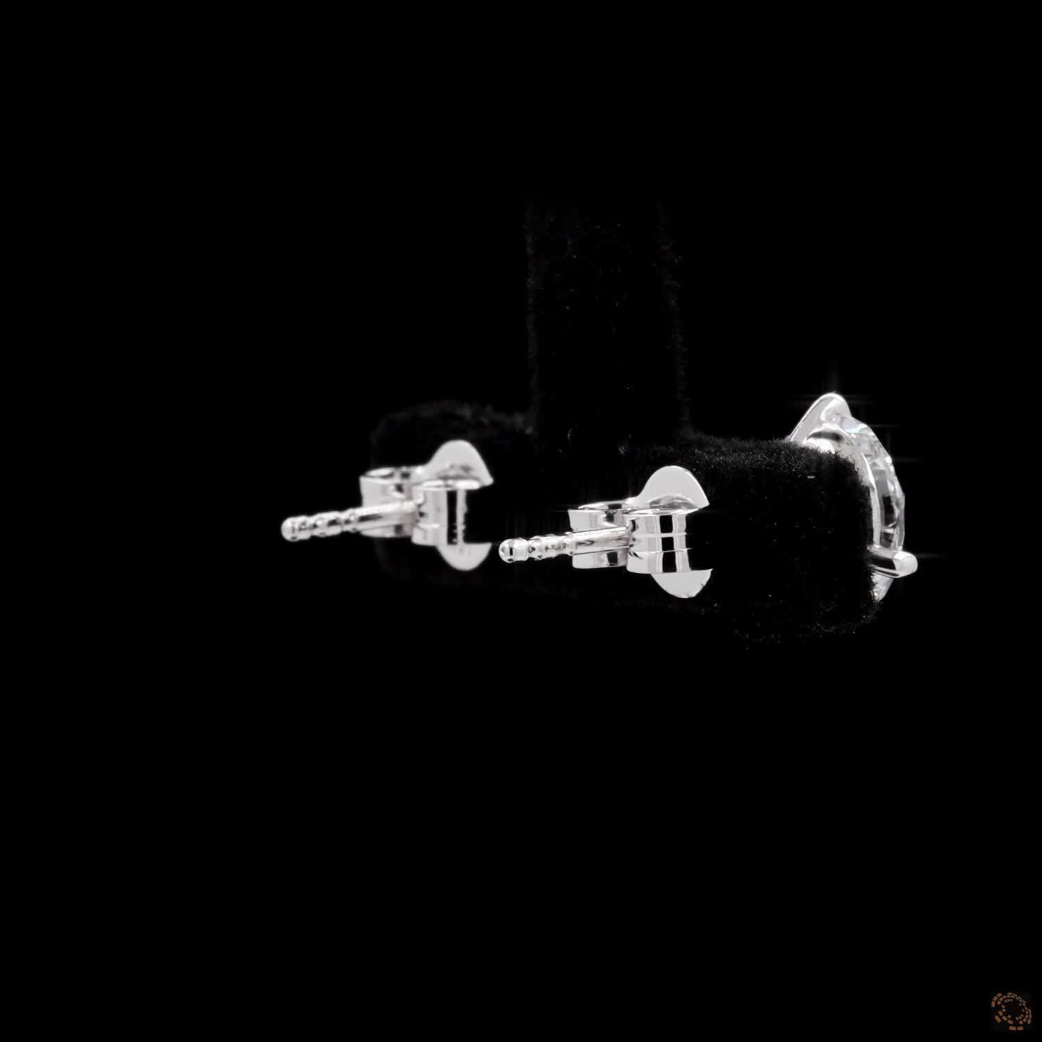 3.06 Ct 3-Prong Pear-Shaped Diamond Stud Earrings with V-Prong Tip