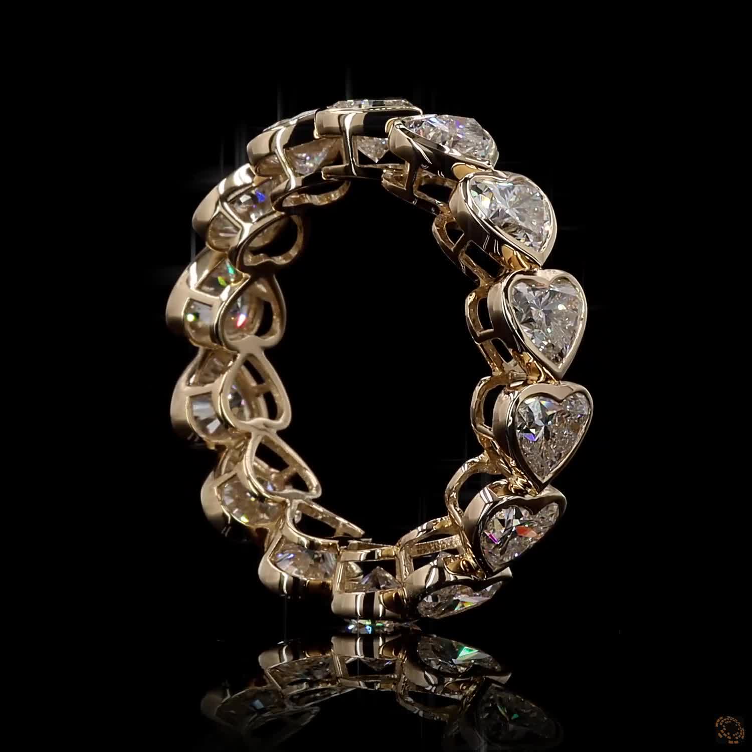 5.38 Ct Bezel-Set Heart Cut Diamond Eternity Band in 14K Yellow Gold