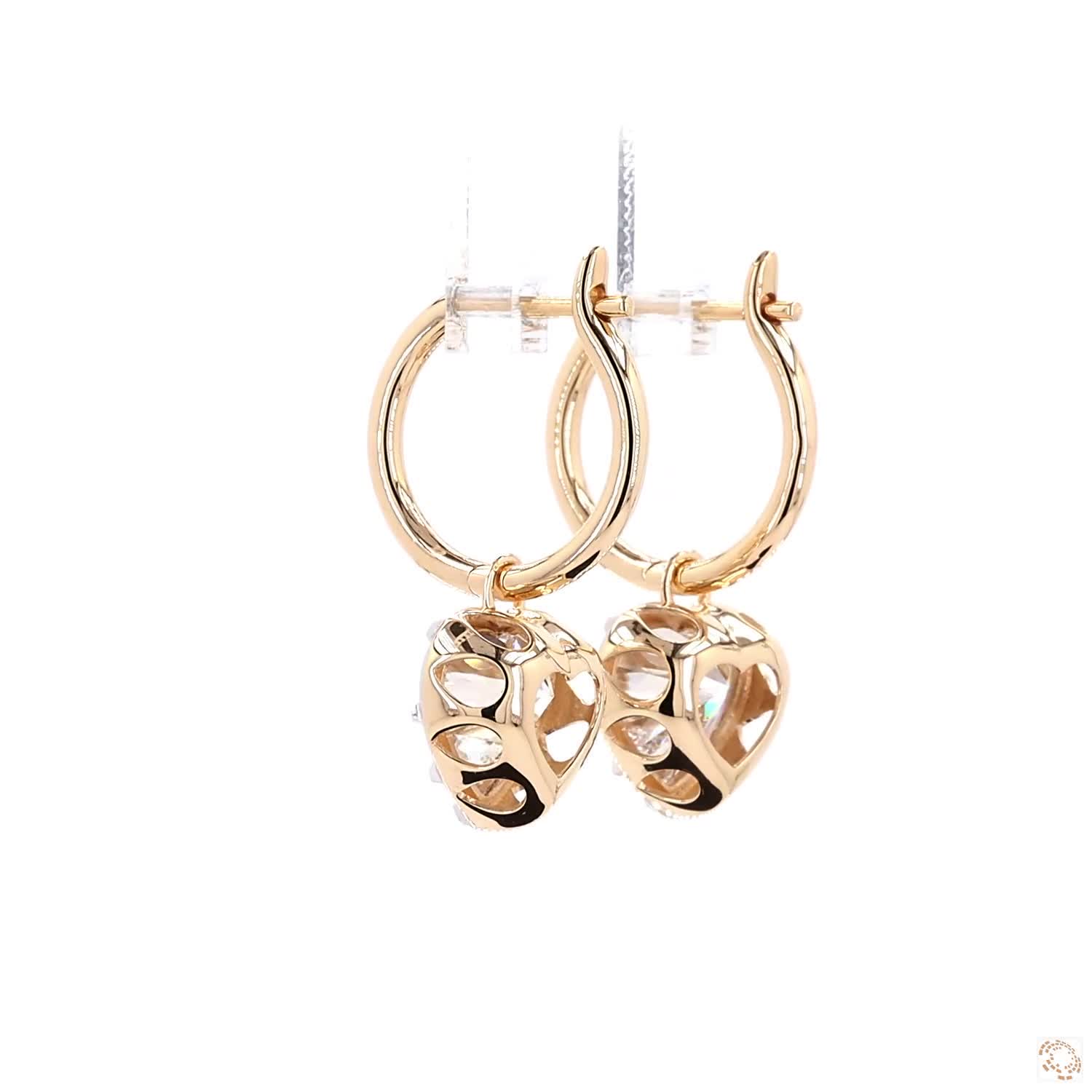 6.06 Ct Heart Cut Diamond Drip Drop Earrings with White Gold Bezel Accent