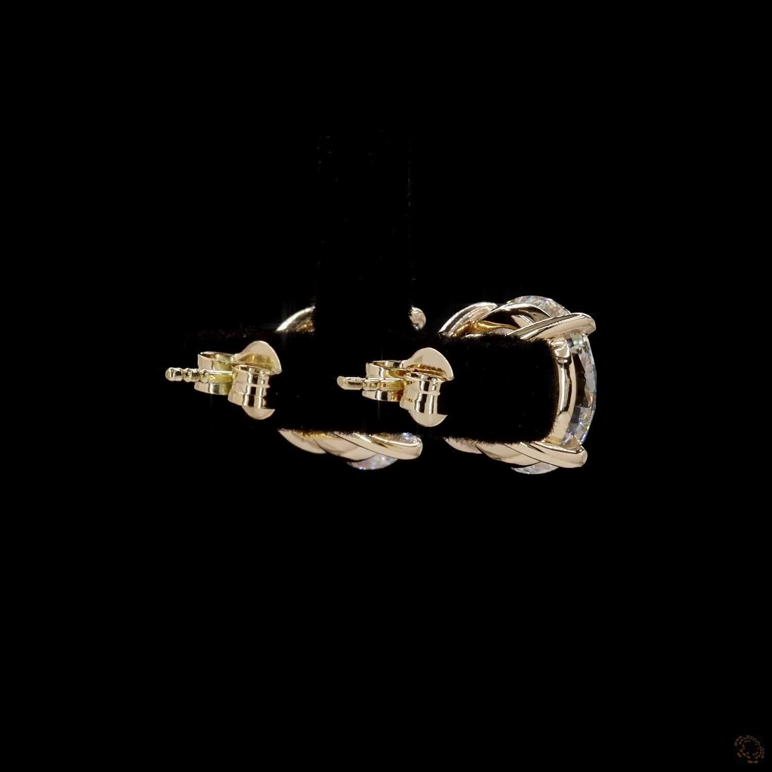 10.12 Ct Round Diamond Solitaire Stud Earrings, High-Polish 14K Yellow Gold 4-Prong Claw Studs for Women
