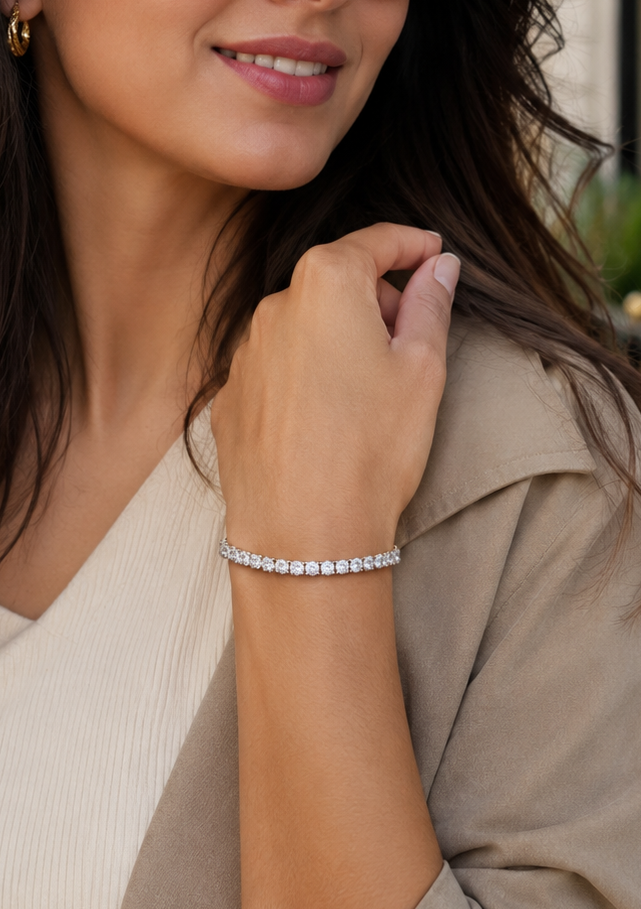 27.07 Ct Women's Gold Diamond Tennis Bracelet – Timeless Round Cut Lab Grown Diamond Bracelet