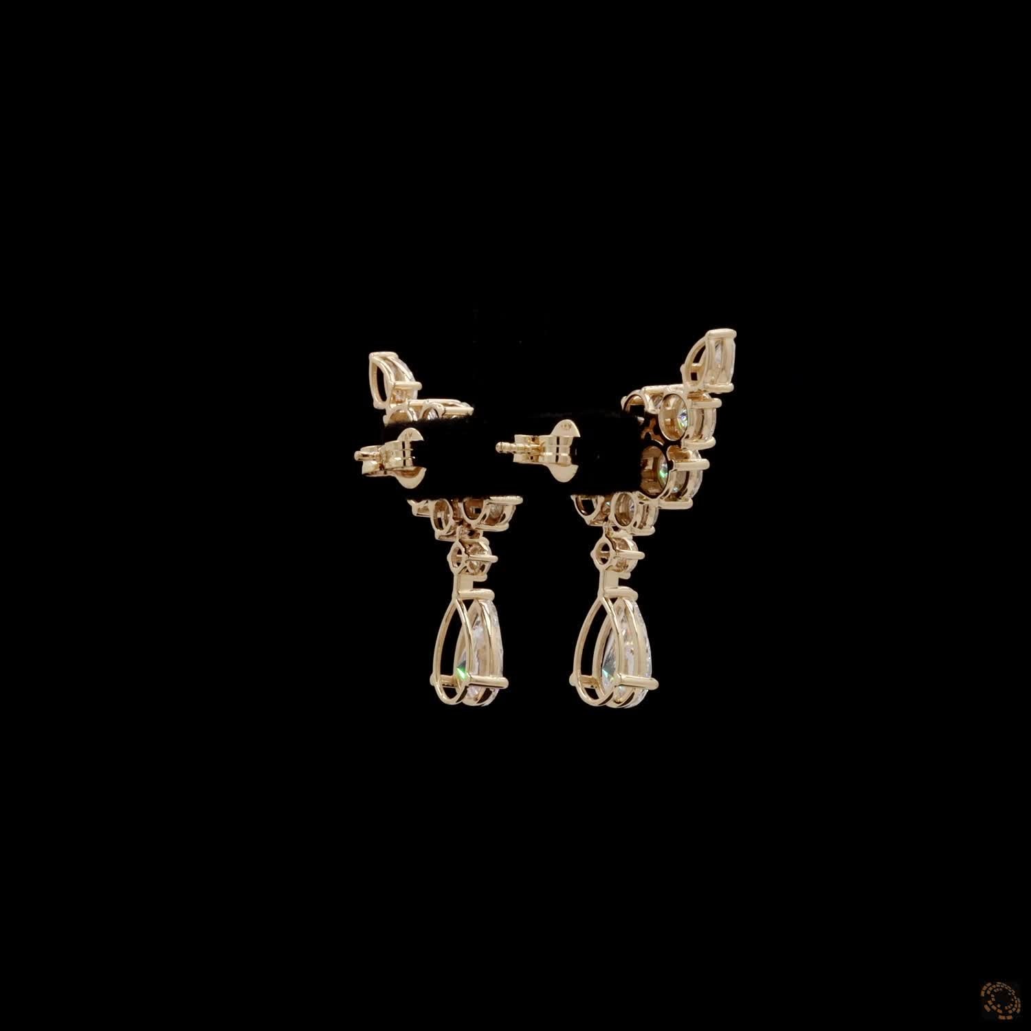 7.97 Floating Diamond Cluster Ear Crawler Earrings with Pear Dangles (Copy)