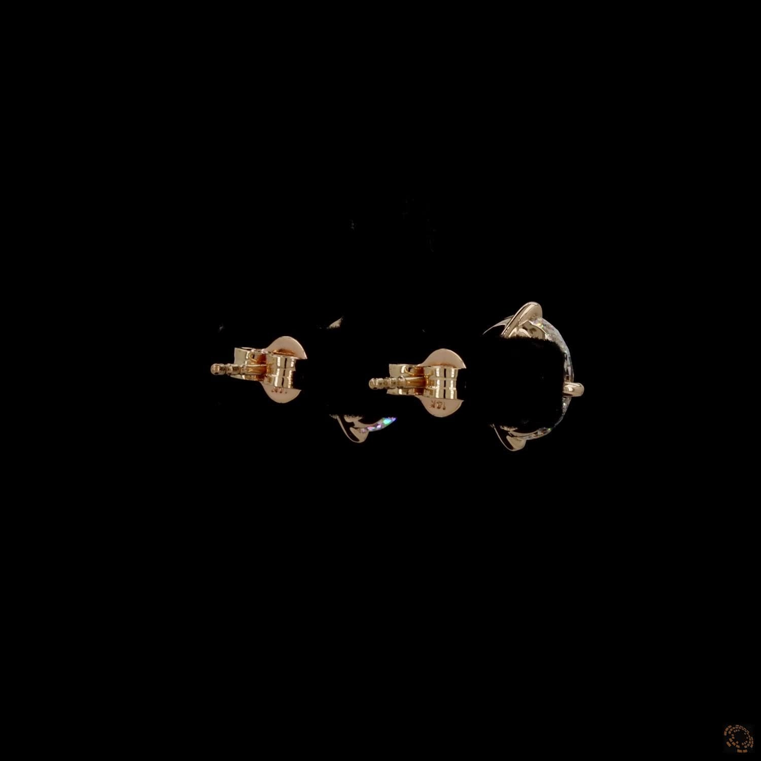 6.08 Ct Round solitaire diamond studs, yellow gold diamond stud earrings, classic round diamond earrings, 4-prong diamond studs yellow gold, brilliant cut diamond studs