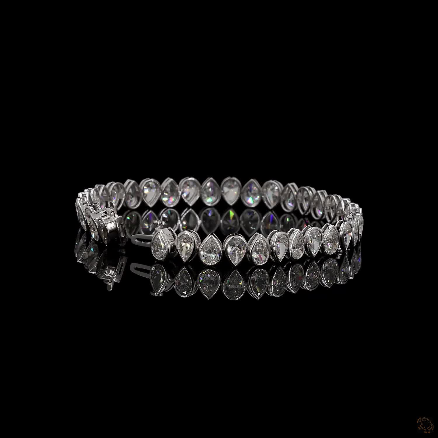 12.82 Ct North-South Pear-Cut Diamond Bezel Tennis Bracelet in White Gold