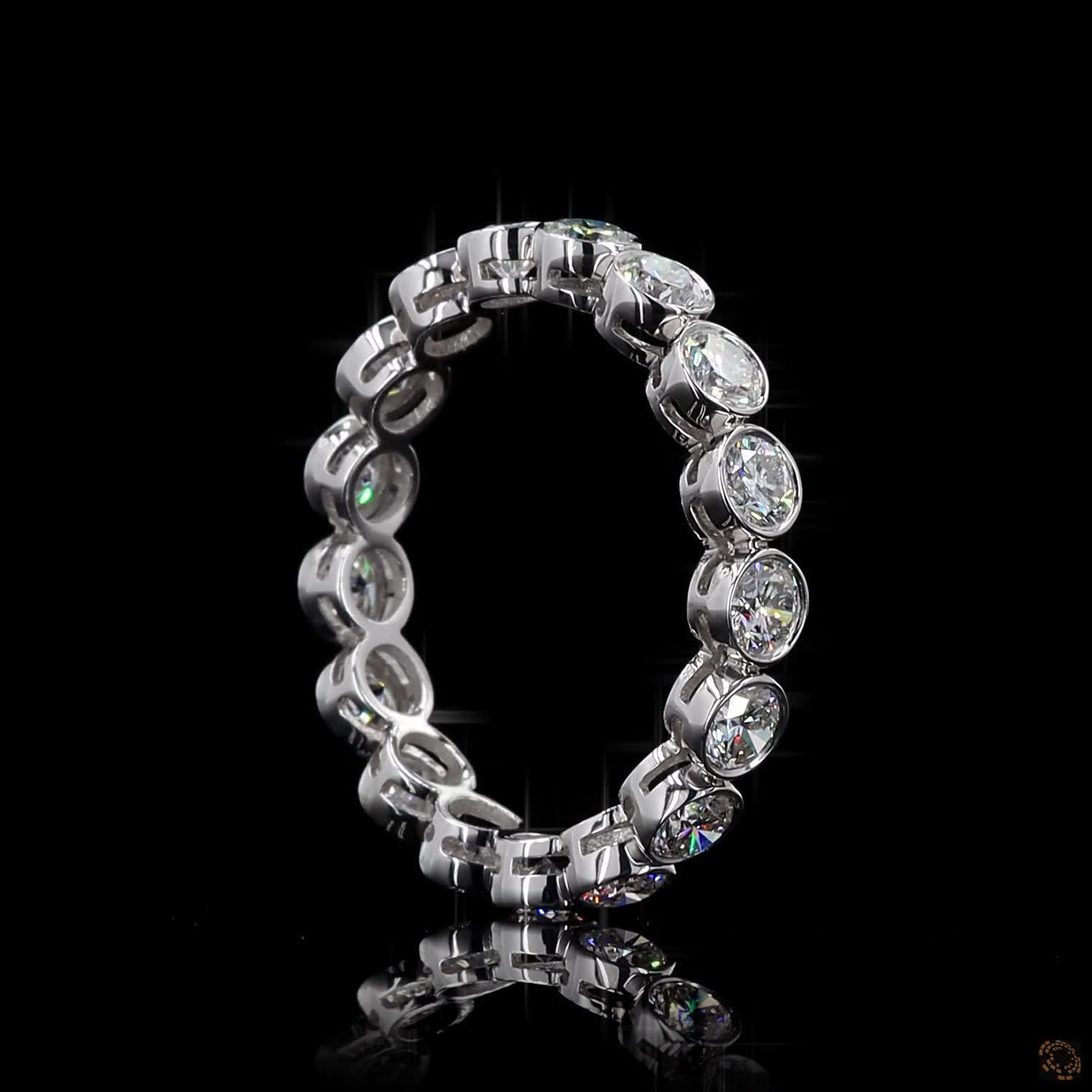 1.90 Ct Round Cut Diamond Bezel Eternity Band – 14K White Gold Floating Bezel Wedding Ring