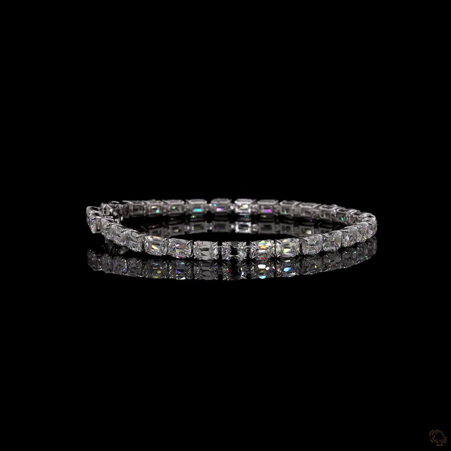 13.23 Ct Radiant Cut Tennis Bracelet in 14K White Gold | 4-Prong East-West Radiant Eternity Line Bracelet