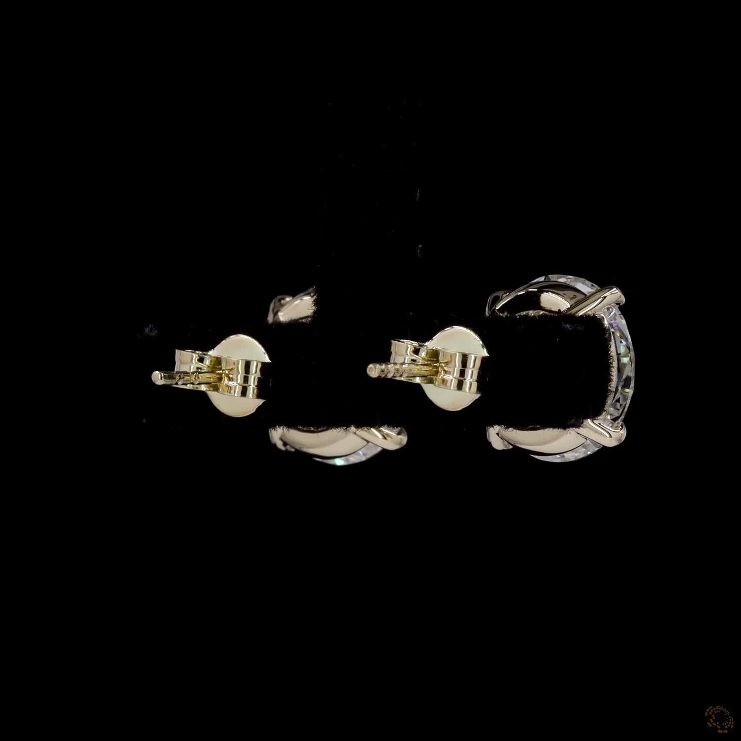 10.09 Ct Round Diamond Solitaire Stud Earrings, High-Polish 14K Yellow Gold 4-Prong Split Claw Studs for Women