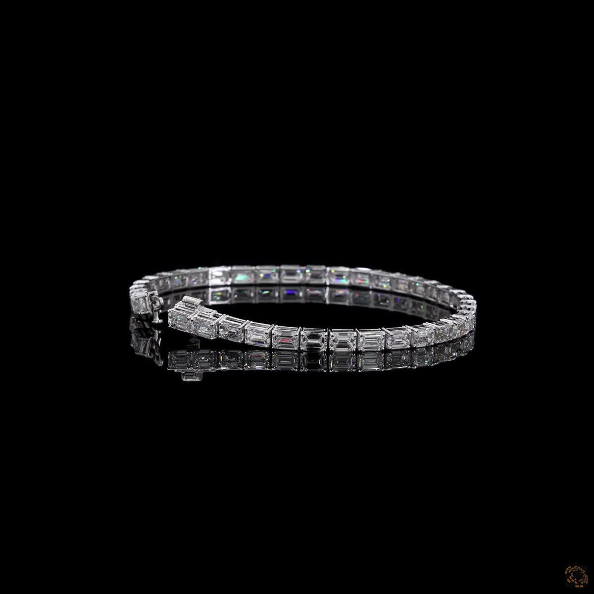 12.74 Ct Modern Bar-Set Emerald-Cut Diamond Tennis Bracelet in 14K White Gold