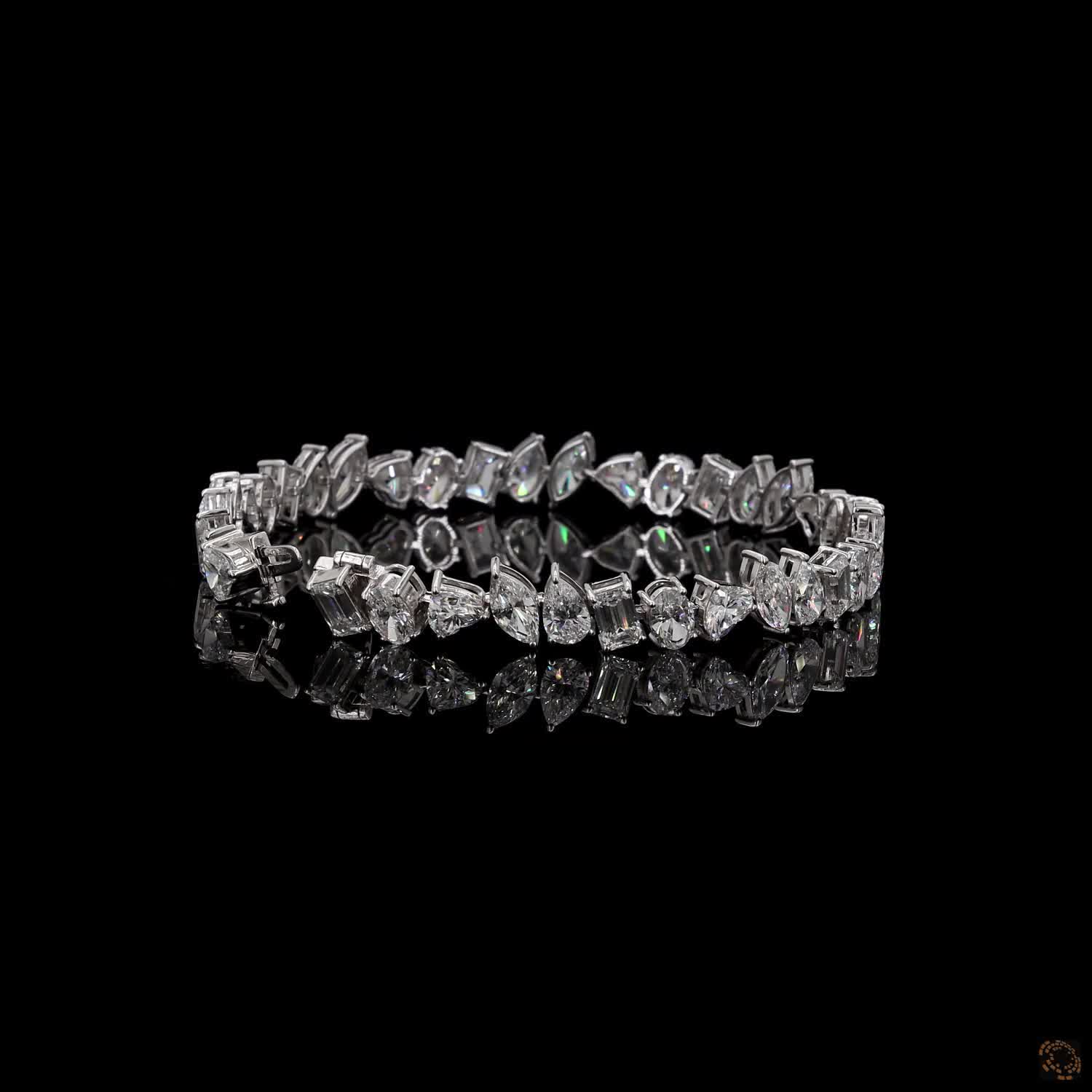 12.77Ct Alternating Mixed Fancy Cut Diamond Tennis Bracelet