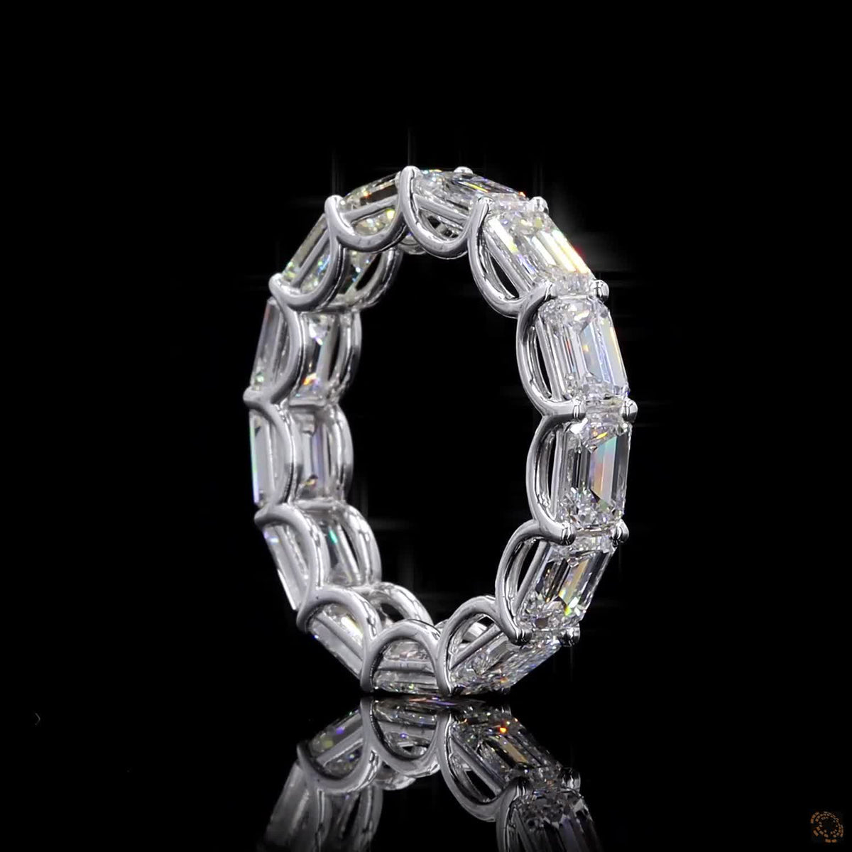 6.83 Ct East-West Emerald Cut Diamond Eternity Band set in white gold