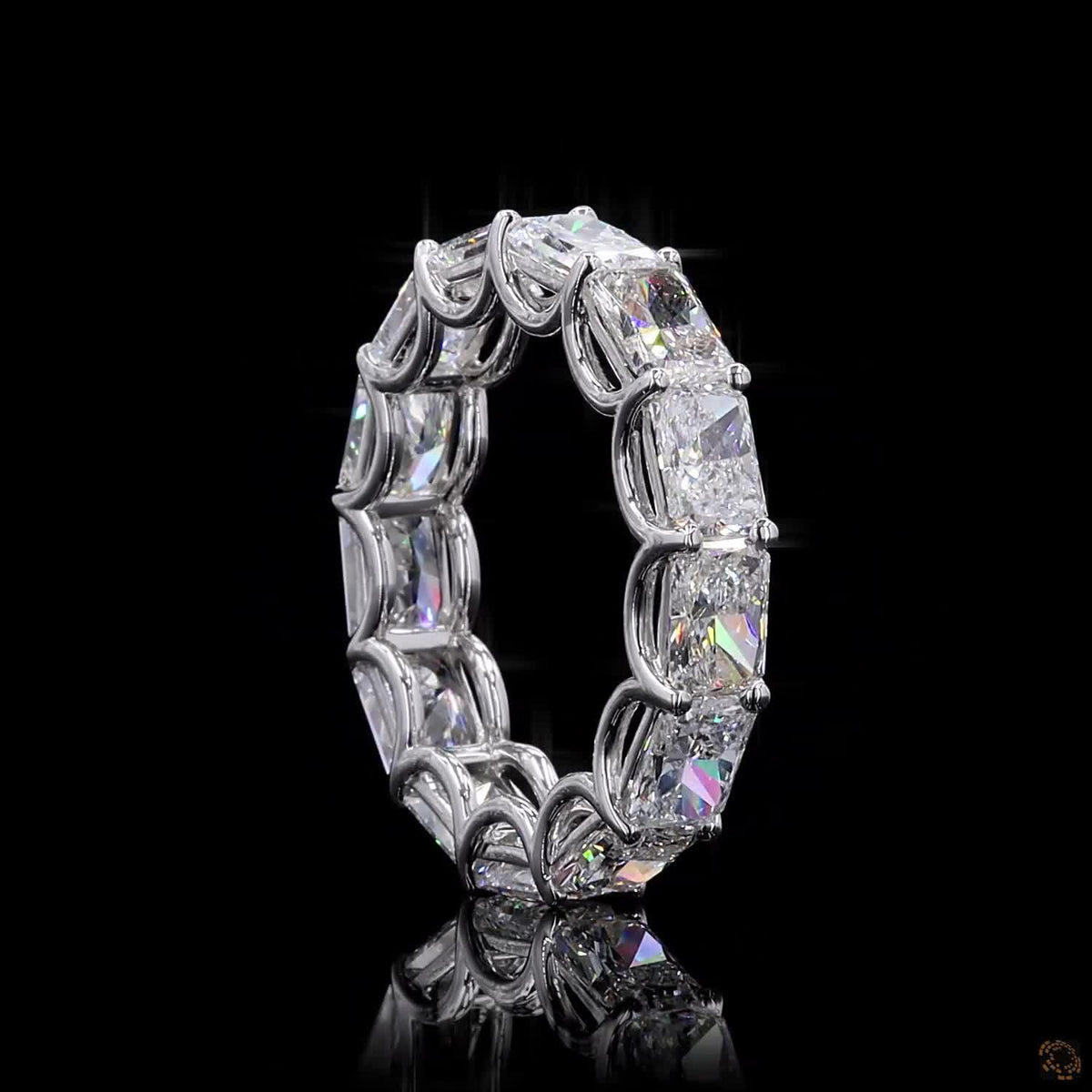 6.79 Ct East West Radiant Cut Eternity Band, Horizontal Radiant Cut Wedding Band, East-West Diamond Eternity Ring, Scalloped Basket Radiant Eternity Ring