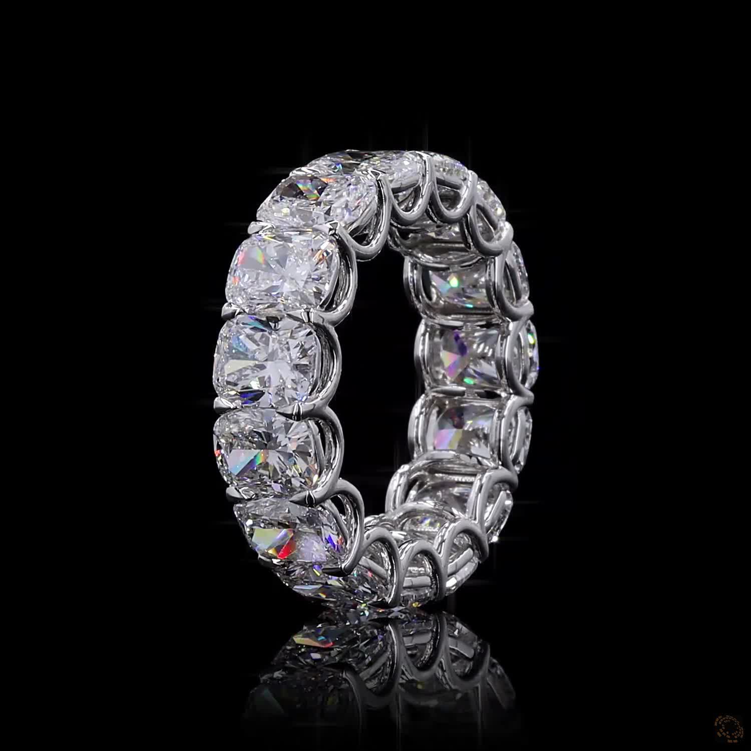 10.62 Ct Cushion Cut Diamond Eternity Band in White Gold