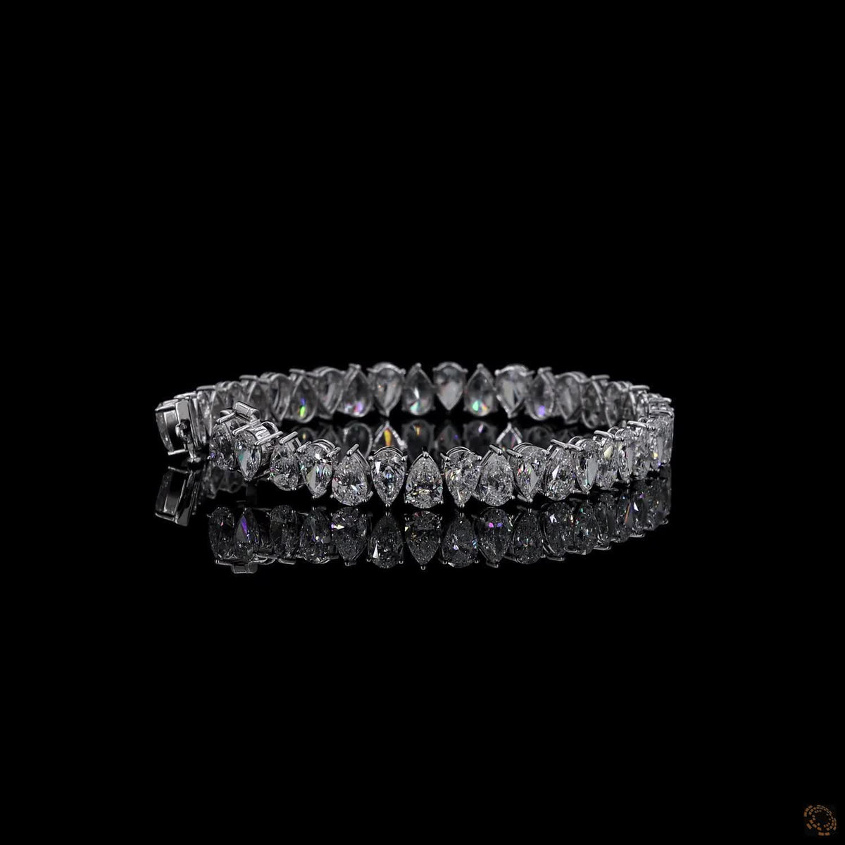 10.12 Ct  Pear Cut Diamond Tennis Bracelet in White Gold