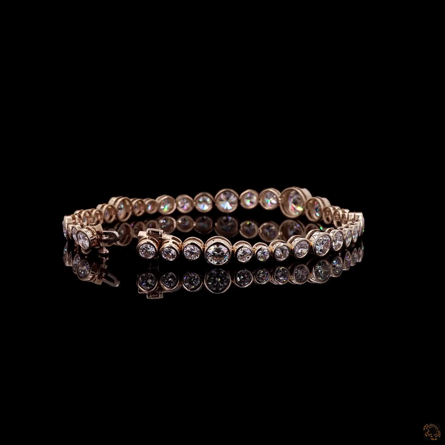 9.99 Ct Yellow Gold Bezel Fancy Bracelet, Round Brilliant Moissanite Eternity Bracelet, Modern Minimalist Stackable Bridal & Anniversary Jewelry (Copy)