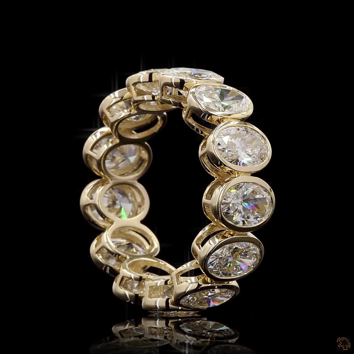 6.82 Ct Oval Diamond Wedding Band for Women | Bezel Set Lab Grown Diamond Eternity Ring
