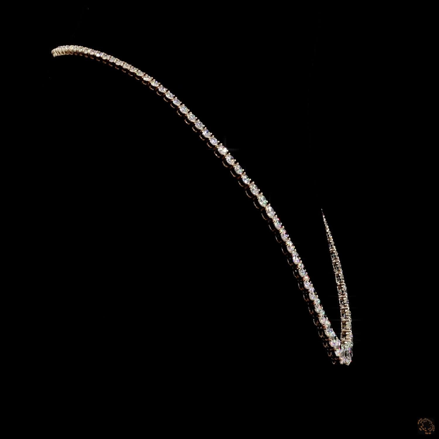 28.91 Ct Graduated diamond tennis necklace, round cut diamond Riviera necklace, gold diamond line necklace, graduated diamond collar, luxury fine jewelry necklace