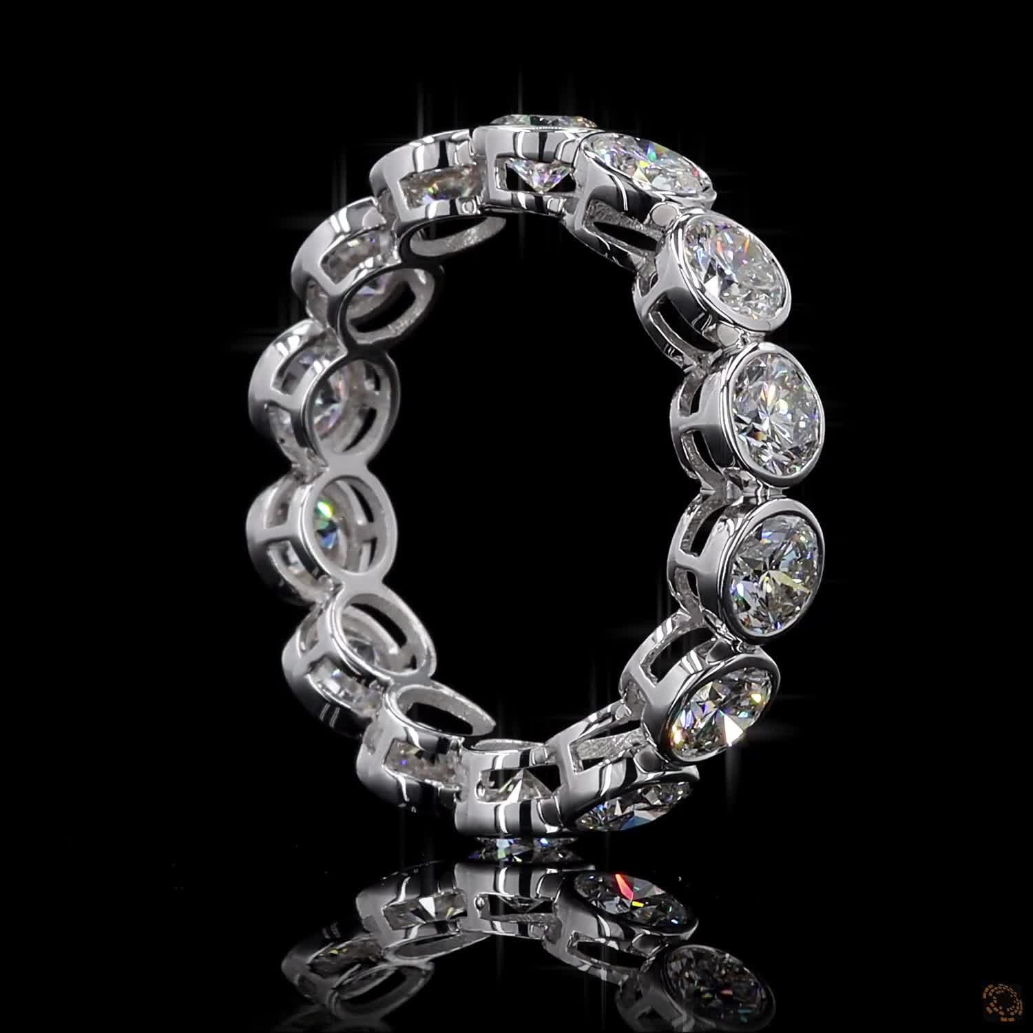 3.67 Ct Round Cut Diamond Bezel Eternity Band – 14K White Gold Floating Bezel Wedding Ring