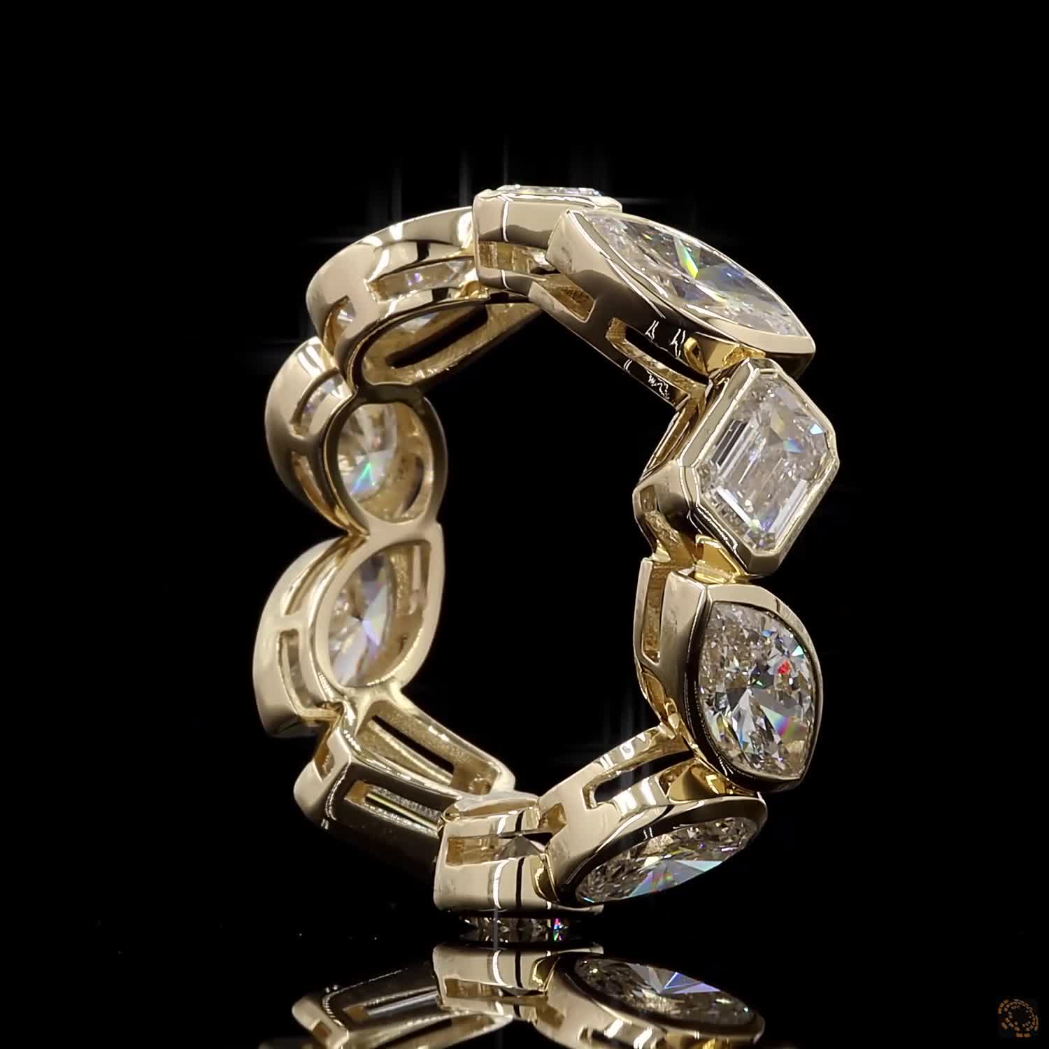 6.31 Ct Mixed Cut Diamond Eternity Band – 14K Yellow Gold