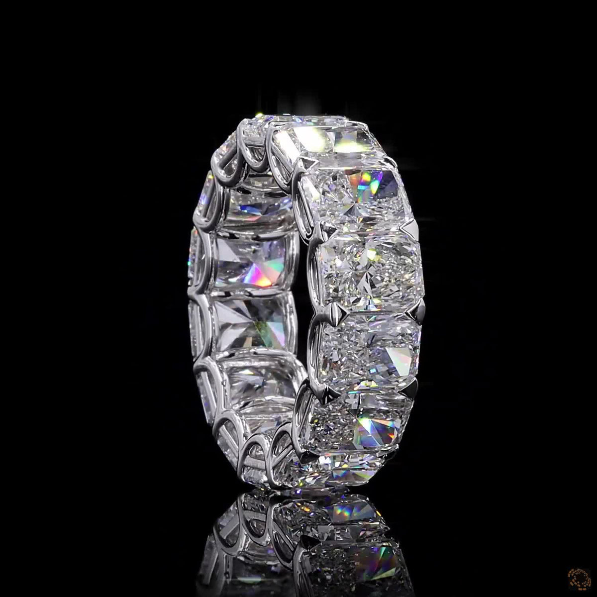 14.77 Ct Radiant Cut  Elongated Cushion CutDiamond Eternity Band set in white gold