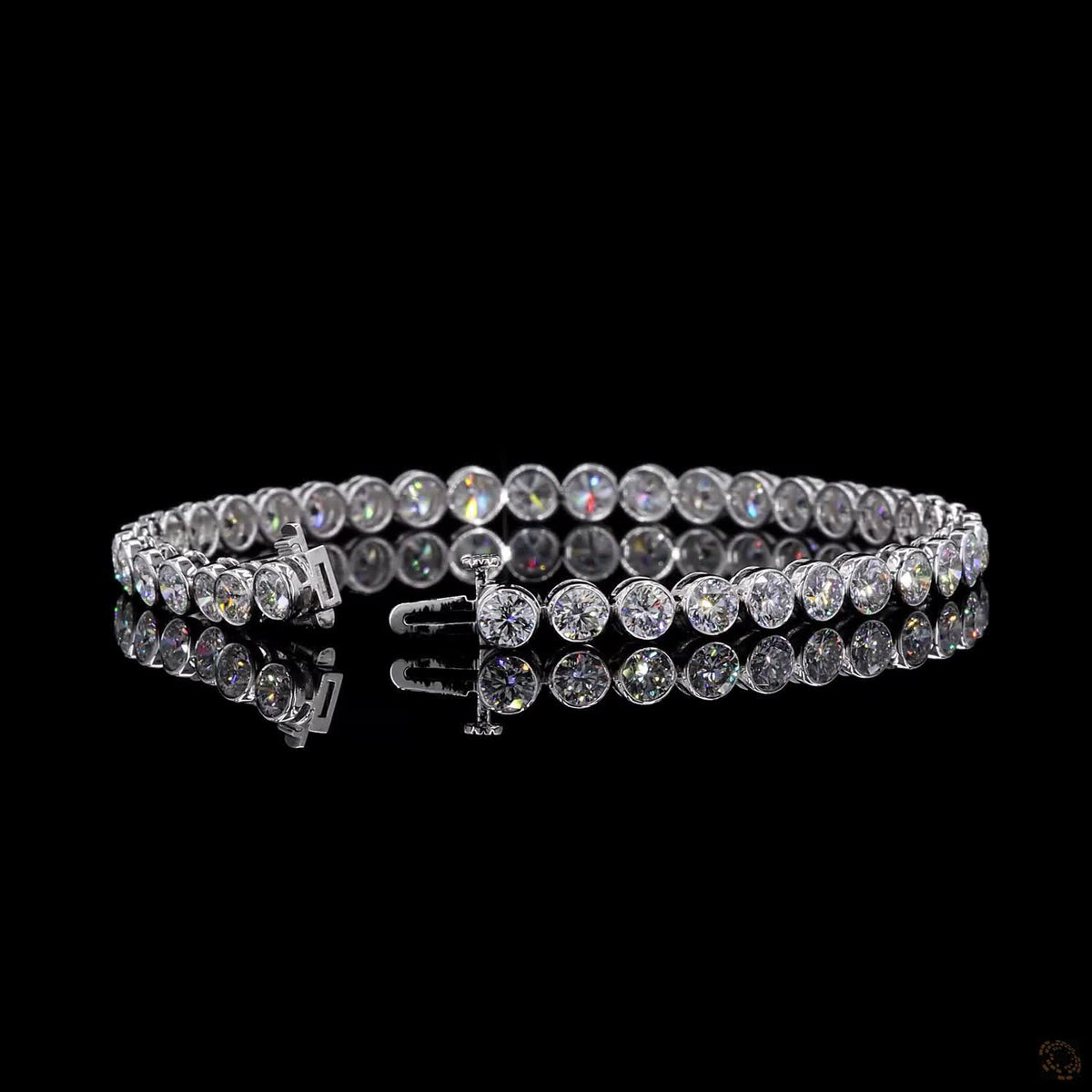 10.02 Ct Bezel-Set Round Diamond Tennis Bracelet in White Gold