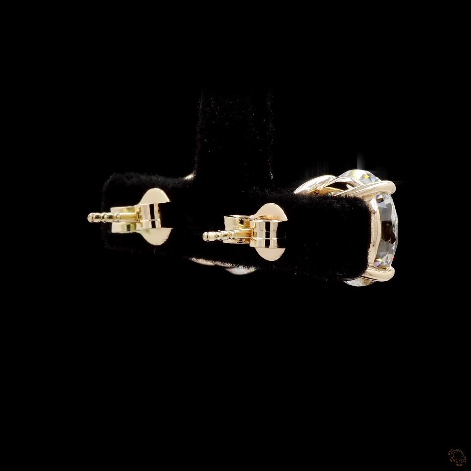 7.15 Ct Round Diamond Solitaire Stud Earrings, High-Polish 14K Yellow Gold 4-Prong Claw Earrings for Women