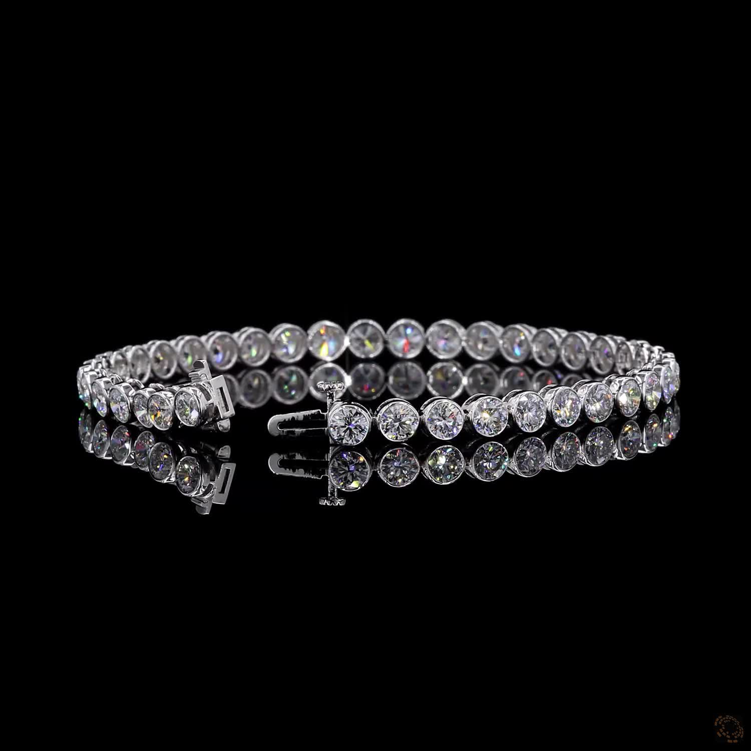10.02 Ct Bezel-Set Round Diamond Tennis Bracelet in White Gold