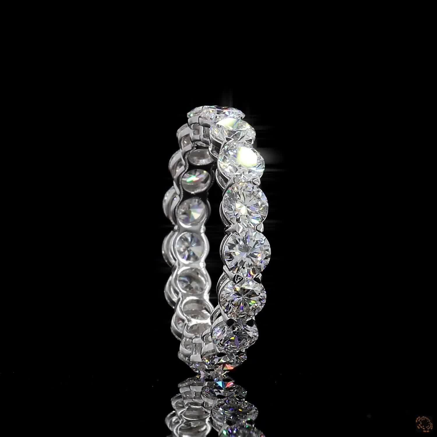 4.42 Ct Full Eternity Wedding Band, Round Brilliant Cut Prong Bridal Band in White Gold