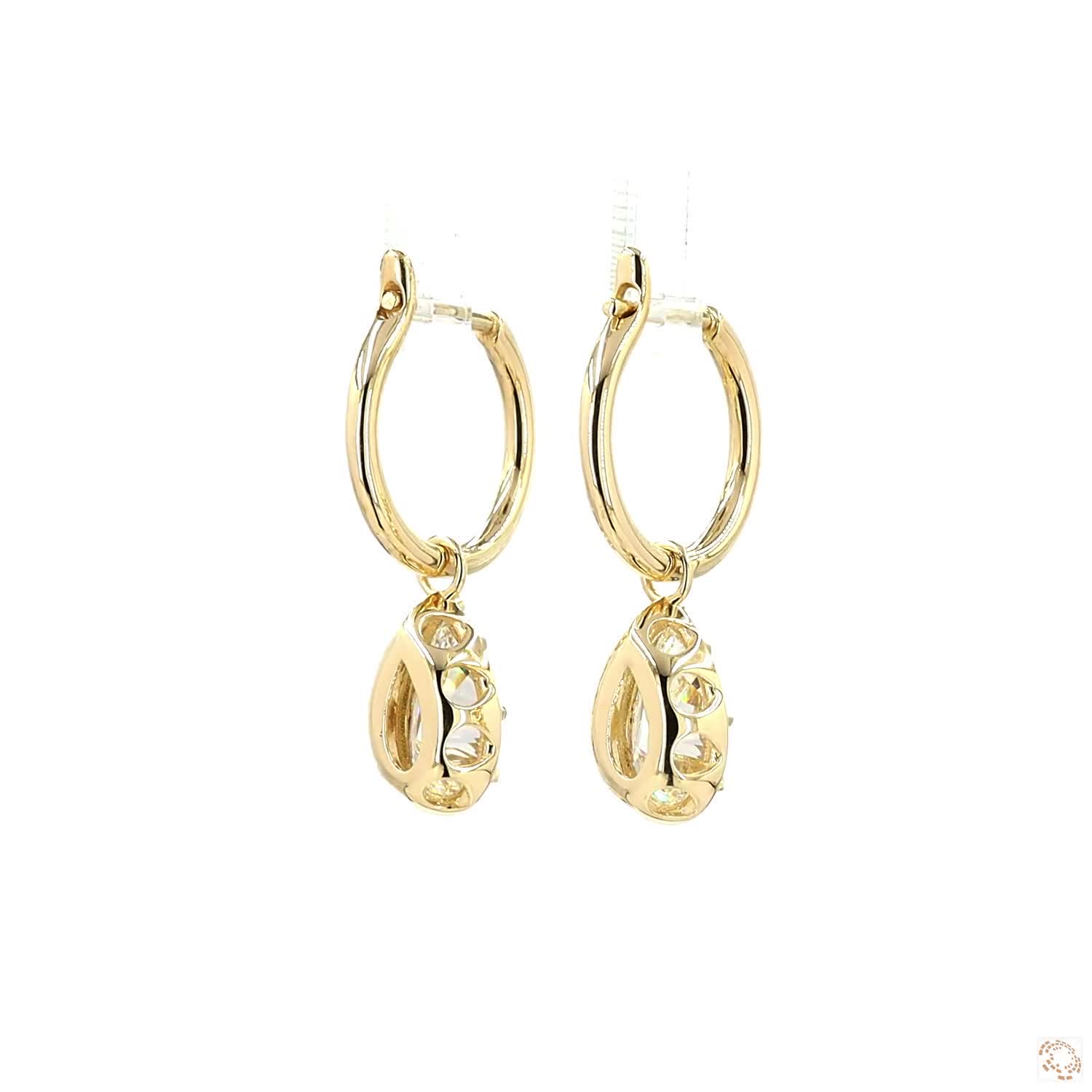 3.17 Pear Shaped Diamond Huggie Earrings | Fine Gold Dangle Jewelry