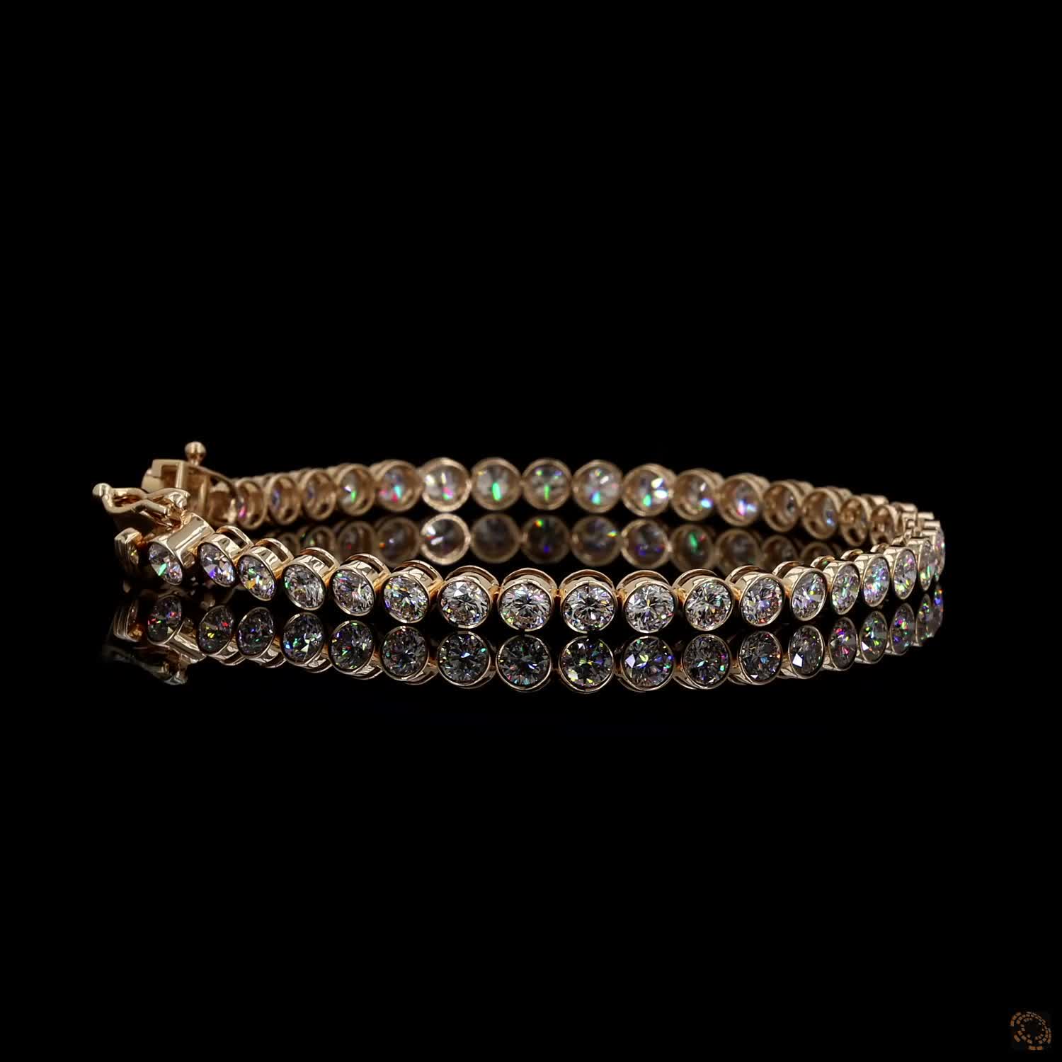 12.85 Ct Gold-Tone Round Crystal Tennis Bracelet for Women – Elegant Sparkling Bracelet