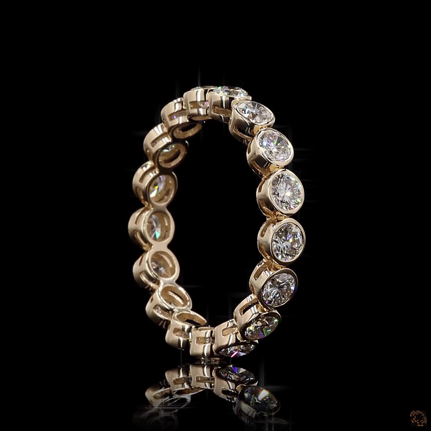 1.90 Ct Round Cut Diamond Bezel Eternity Band – 14K Yellow Gold Floating Bezel Wedding Ring