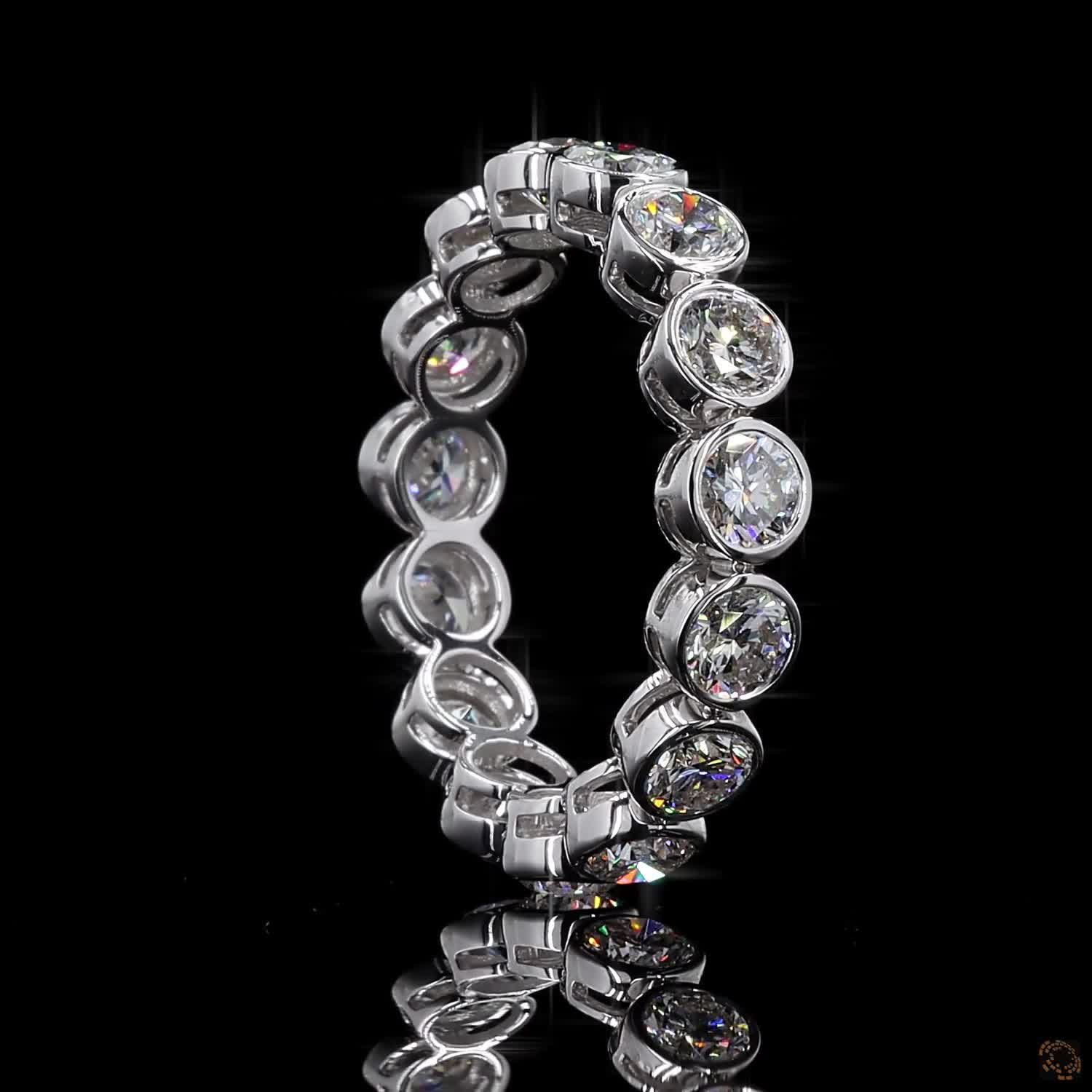 2.78 Ct Round Cut Diamond Bezel Eternity Band – 14K White Gold Floating Bezel Wedding Ring