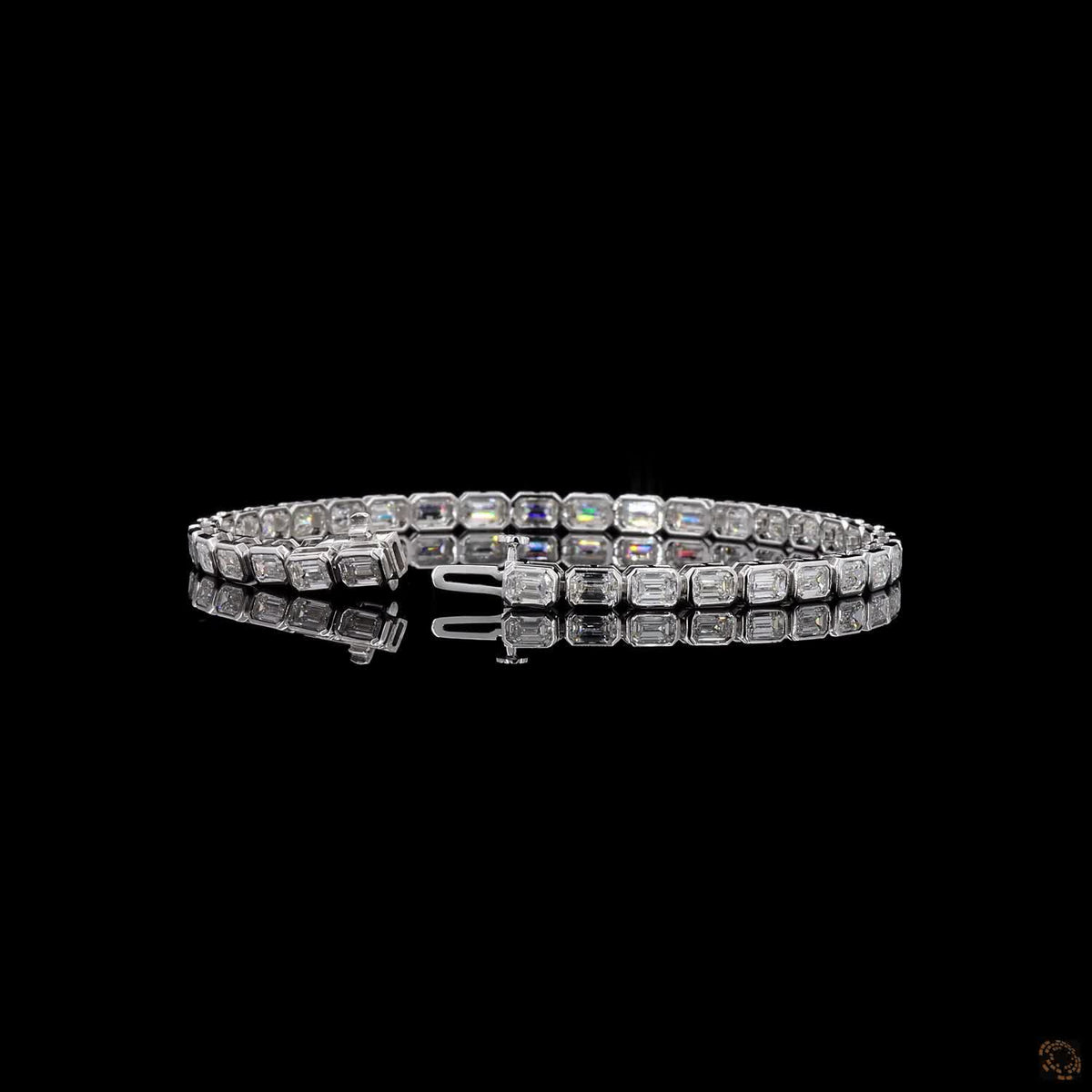12.74 Ct Bar Set Emerald Cut Diamond Bracelet, Emerald Cut Tennis Bracelet White Gold, Horizontal Bar Diamond Bracelet, Minimalist Emerald Cut Bracelet