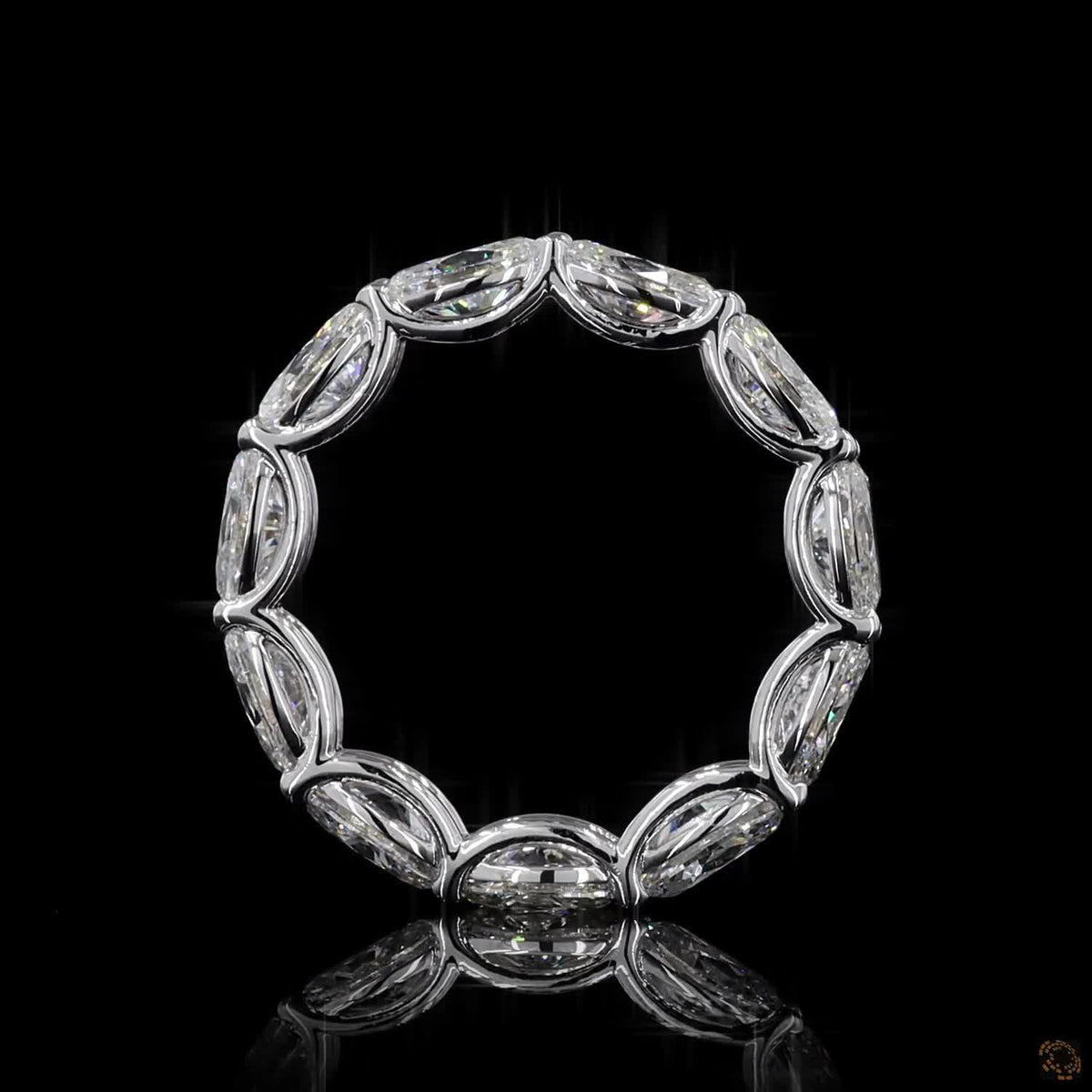 5.23 Ct East West Oval Diamond Eternity Band, Horizontal Oval Cut Wedding Band, East-West Oval Eternity Ring, Scalloped Basket Oval Band